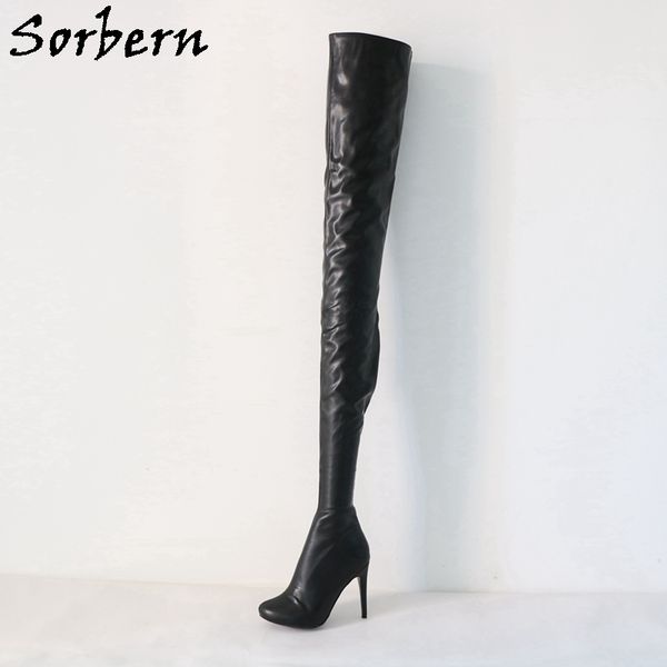 Sorbern – bottes longues extrêmement fines de 90Cm pour femmes, mignonnes, bout rond, talons aiguilles, étirées, taille de jambe personnalisée