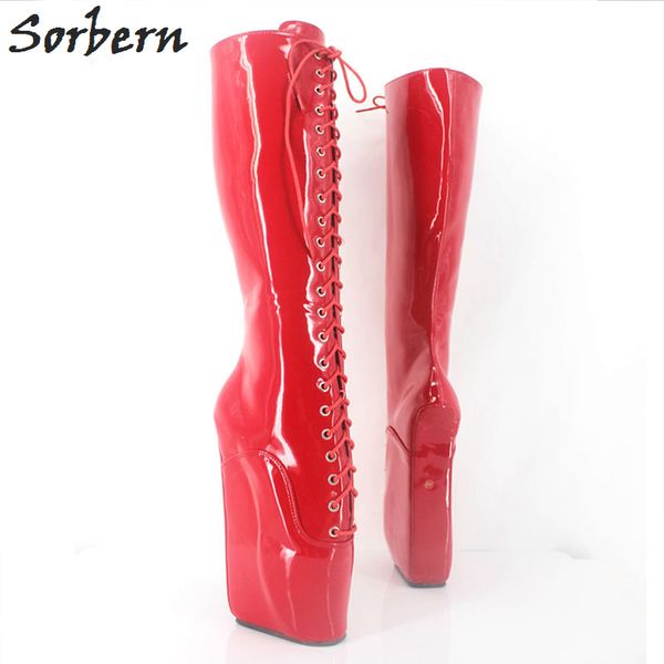 Sorbern Lacet Up Cross-Tie Boots Sexe Fetish Shoes Custom Knee High Boots for Women 18cm Super High Heel Corpouss