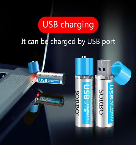 SORBO AA 1200 mAh lipolymère Lipo USB Rechargeable Lithium Liion batterie Recyclable Performance Stable a597655319