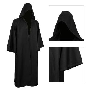 Sorcerer Long Shirt Hooded Black Robe Costume Halloween Cosplay Costume Costume Wizard Tunique Robe Hooded Adults and Children