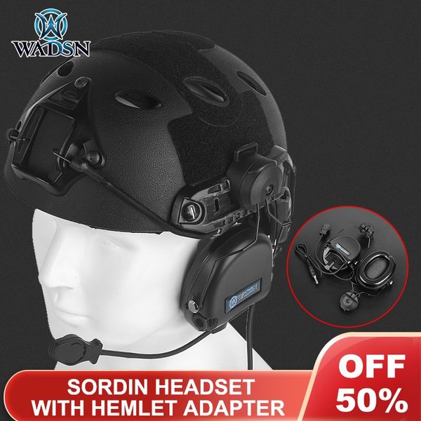 Auriculares Sordin Wadsn auricular táctico de casco con micrófono Soporte rápido Adaptativo Ruido Cancelando Auriculares de tiro de caza