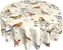 sorfbliss Nappe d'été ronde avec oiseaux, 152,4 cm, rustique, infroissable, pour table de pique-nique, fête, 240312
