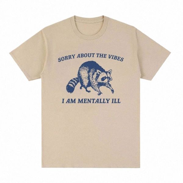 désolé pour The Vibes drôle Racco Meme T-shirt hommes rétro Fi haute qualité T-shirts unisexe décontracté Cott surdimensionné T-shirt w98T #