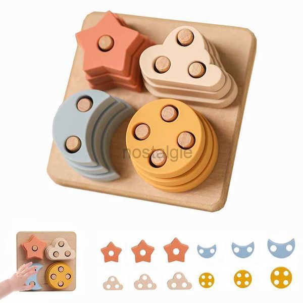 Tri Nesting Jouets empilables 1 jeu de blocs de construction pour bébé Étoiles en silicone de style nordique Nids de lune empilés sans BPA Jeu éducatif Montessori 24323