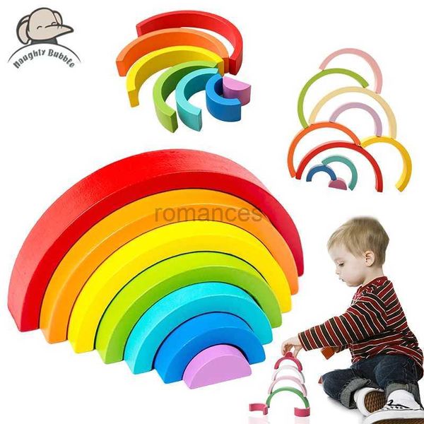 Tri Nesting Empilage jouets 1 ensemble de blocs arc-en-ciel en bois empilés Montessori jeu d'équilibre pour bébé puzzle éducatif cadeau de Noël 24323