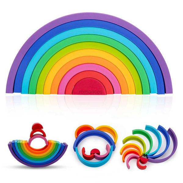 Clasificación de juguetes apilables, 10 bebés de silicona de colores del arco iris apilados Montessori creativos sin BPA, regalos de educación para la primera infancia de grado alimenticio 24323