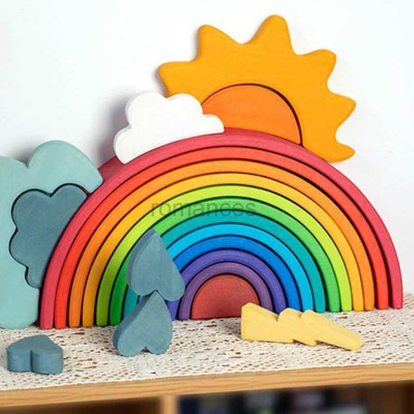 Clasificación de juguetes apilables y anidados, 28 estilos, apilador de arco iris, rompecabezas de nido, juego de túnel, bloques de construcción de madera Montessori, juguetes para niños 24323