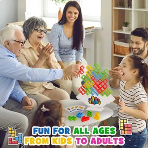 Clasificación de anidación de juguetes apilables 48 Tetra Tower Fun Balance Bloques apilados Juegos de tablero de ajedrez para niños y adultos Dormitorio en equipo Noches de juegos familiares Fiestas 240323