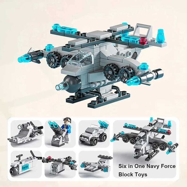 Tri Nesting Stacking Toys 6-en-1 Building Block Toy Cute Cartoon Navy Force Mini Childrens Brick Garden Tree House Modèle 240323