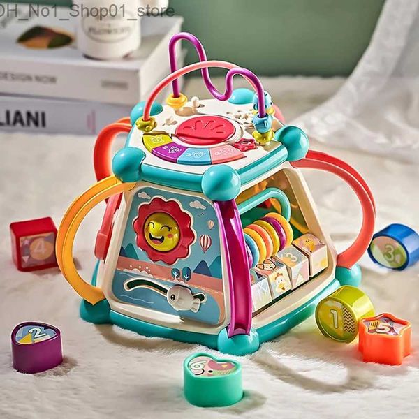 Tri Nesting Jouets empilables Cube d'activité pour bébé Jouets pour tout-petits 7 en 1 Jouet éducatif Trieur de formes Boîte à musique Labyrinthe de perles Comptage et découverte Cadeau pour enfants Q231218