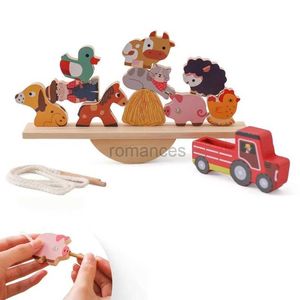 Sorteren Nestelen Stapelen Speelgoed Baby houtnerf speelgoedframe dierenblok stapelen evenwichtige Montessori kinderpuzzel educatief 24323