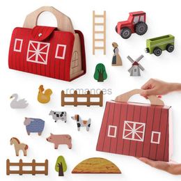 Tri nidification empilage jouets bébé en bois jouet grange modèle empilage balance Montessori chariot animal bloc détachable puzzle jeu nouveau-né cadeau 24323