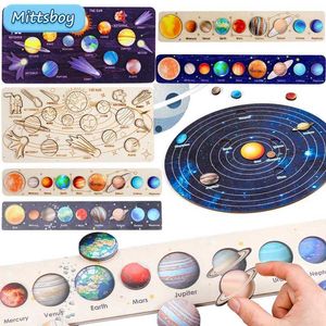 Clasificación de anidación de juguetes apilables Bebé de madera Montessori Material didáctico Ciencia Cognición Rompecabezas Universo Sistema solar Ocho planetas Juguete educativo a juego