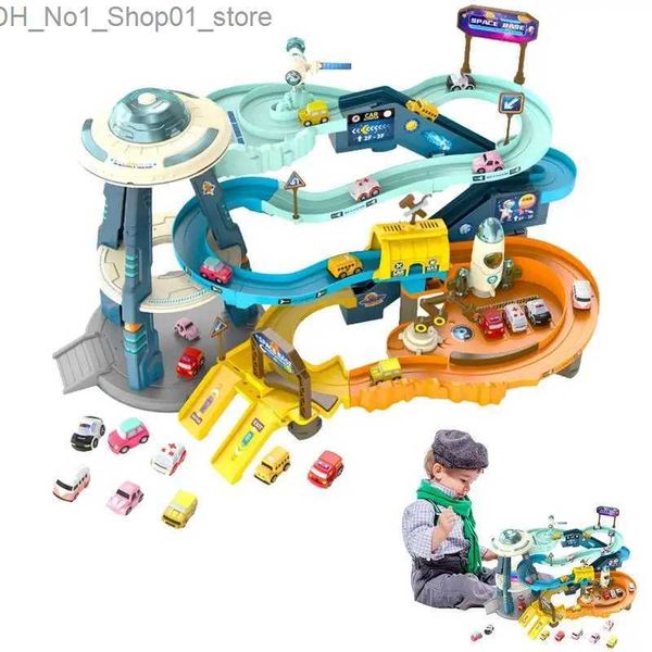 Tri Nesting Empilage jouets Piste de voiture Garçons Piste de course Garage de voiture pour enfants Ensemble de jeu de véhicule Jeux de voiture préscolaires Cadeau Jouet Mars Base Orbit Parking Aventure Jouet Q231218