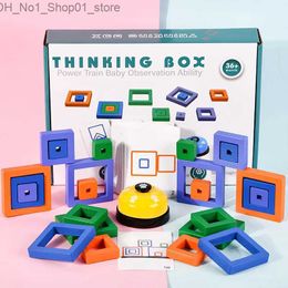 Tri Nesting Stacking Toys Enfants Jeux de pensée logique Blocs carrés Jouets Forme géométrique Cartes correspondant à un puzzle éducatif en bois pour les enfants Q231218