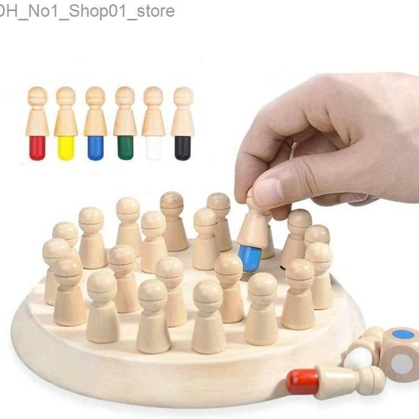 Tri Nesting Stacking Toys Enfants Jeu d'échecs à mémoire en bois Jeu de société assorti pour enfants 2 3 4 ans Casse-tête Jeux de puzzle Jouets éducatifs Montessori Q231218