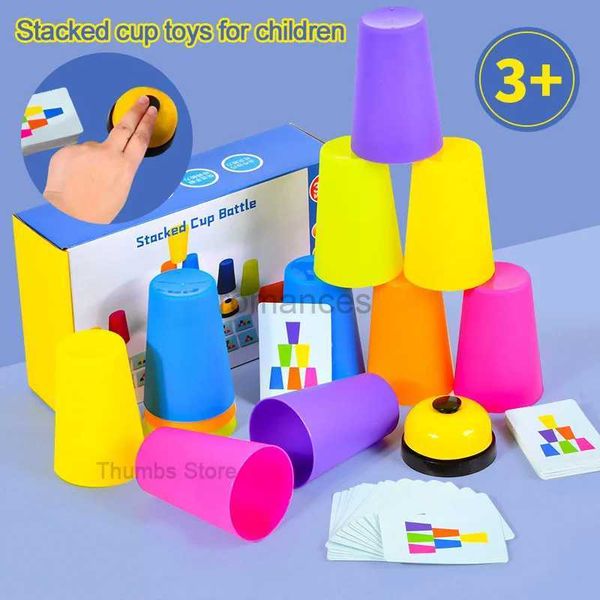 Tri nidification empilage jouets tasse pour enfants Montessori aides à l'apprentissage précoce jeux sensoriels Intelligence illumination couleur Cognition logique jouet d'entraînement 24323