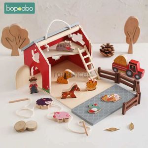 Tri nidification empilage jouets enfants Montessori jouet ferme équilibre en bois animaux bloc de construction jeu main capacité éducation cadeaux 24323