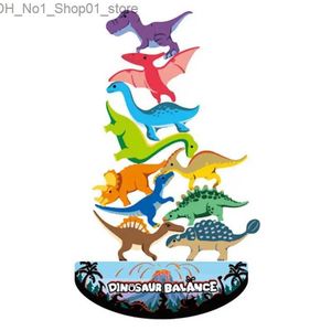 Tri Nesting Stacking Toys Jouets de dinosaures pour enfants Bâtiment en bois Résistant à l'usure Jouet éducatif préscolaire Jeu de compétition d'équilibre Q231218