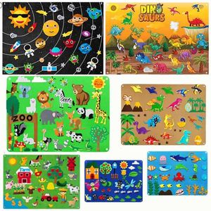 Tri nidification empilage jouets animaux de la ferme feutre Story Board ferme livre de contes tenture murale décor Montessori apprentissage précoce Puzzle interactif Q231218