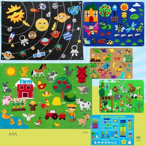 Tri nidification jouets empilables animaux de la ferme feutre Story Board Montessori flanelle conte tenture murale occupé enfants apprentissage précoce interactif Puzzle jouet Q231218