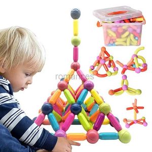 Tri de jouets empilables de nidification, poteaux de construction magnétiques et bloc d'empilage de boules, groupe de pôles lisses multifonctionnels 24323