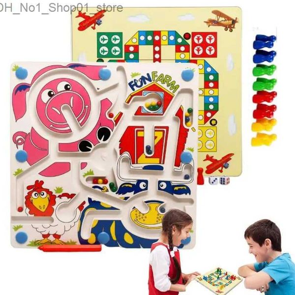 Tri Nesting Stacking Toys Labyrinthe magnétique pour les enfants âgés de 3 à 5 ans Jeu d'échecs volant Labyrinthe en bois 2 en 1 Jouet éducatif Montessori Jouet d'échecs amusant pour les enfants Q231218