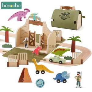 Tri nidification empilage jouets Montessori pour enfants dinosaure équilibre en bois animal empilage bloc de construction jeux voiture pistes cadeaux éducatifs 24323