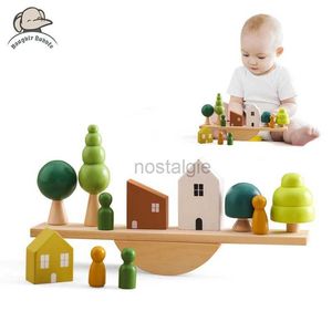 Sorteren Nesting Stacking Toys Montessori Sensory Baby Forest Houses Stacked Replica Blocks Early Childhood Education Games Gifts 24323