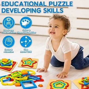 Sorteren Nestelen Stapelspeelgoed Montessori Vormclassificatie Puzzel voor kleuters Houten Gan Kindereducatief speelgoed 240323
