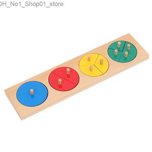 Tri nidification empilage jouets Montessori Fraction cercles Puzzle conseil avec bouton bois enfants ressources d'apprentissage jeu éducatif pour la petite enfance Q231218