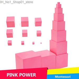 Tri Nesting Empilage jouets Montessori en bois rose tour Puzzle mathématiques jouets bois Cube maternelle éducation précoce enseignement Q231218