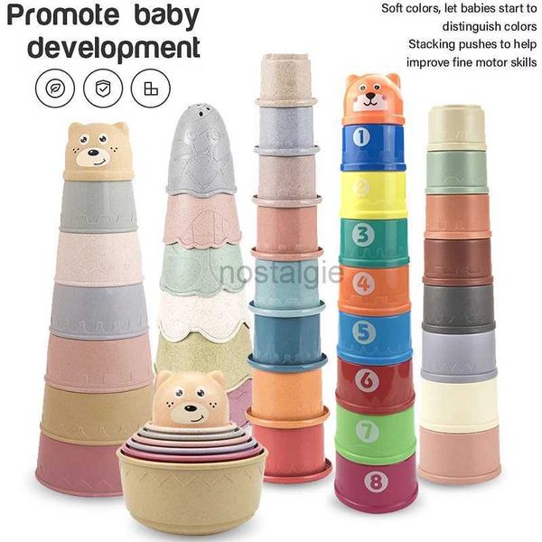 Tri nidification empilage jouets Montessori bébé silicone sablier empilage tasse jouet éducatif cadeau intelligent anneau tour douche jeu 24323