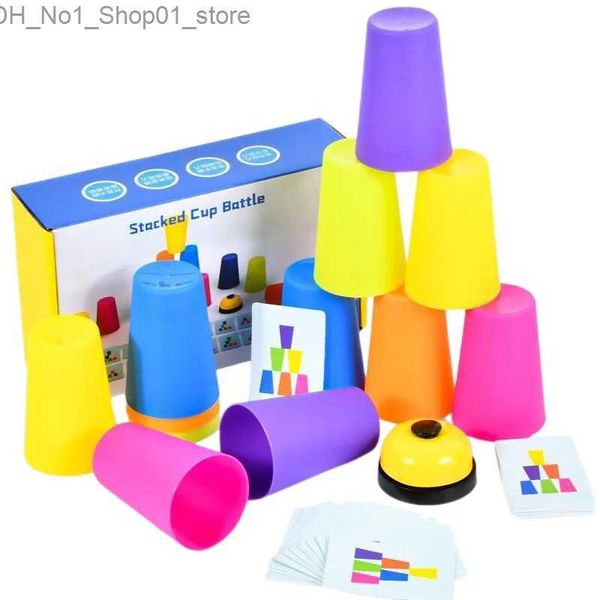 Tri Nesting Stacking Toys Montessori Stack Cup Jeu avec carte Éducatif Illumination intellectuelle Couleur Cognition Logique Formation Q231218