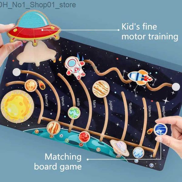 Tri Nesting empilage jouets Montessori jouet système solaire modèle planche bois enfant espace construction planétaire 8 planètes Kit Science éducatif Q231218