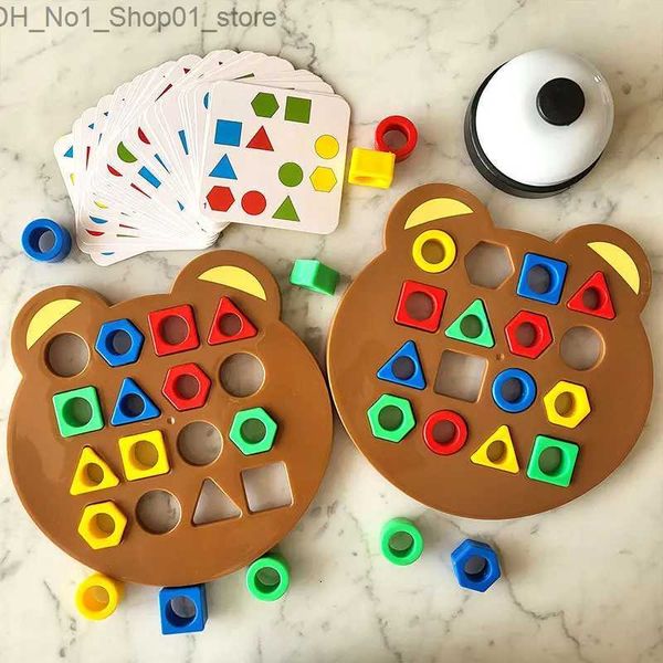 Tri Nesting Stacking Toys Montessori Jeux éducatifs en bois pour enfants DIY Forme géométrique Correspondance des couleurs Puzzle Bébé Jouets d'apprentissage sensoriel Enfants Q231218