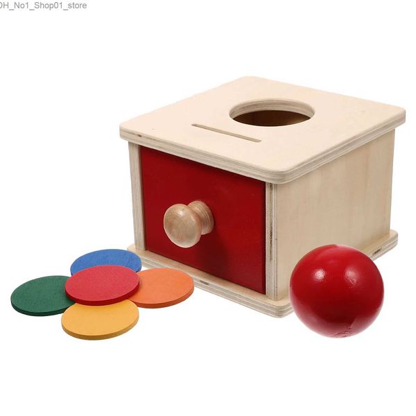 Clasificación de juguetes de apilamiento de apilamiento Montessori Caja de permanencia de moneda Bola de madera Cajón de tambor de madera Buestas para niños Toyes sensoriales para bebés Toyes educativos Q231218