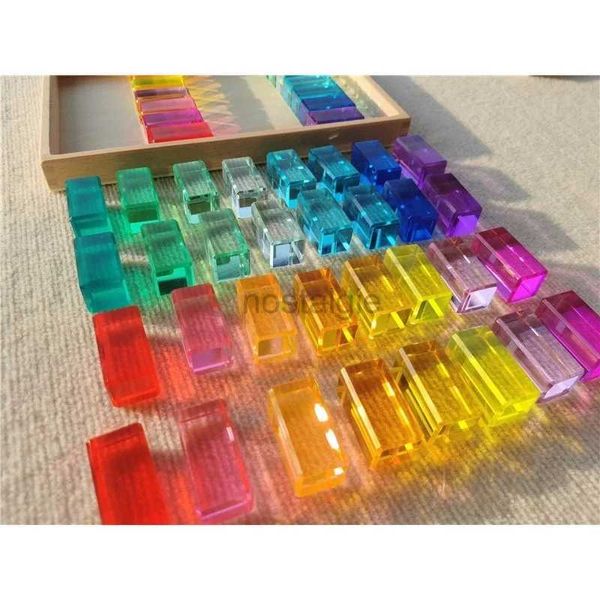 Tri Nesting Empilage jouets Nouveau design de Montessori voir à travers les blocs empilés fluorescents arc-en-ciel acrylique haute transparence jeu ouvert pour enfants 24323