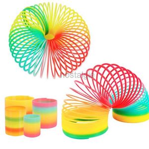 Tri nidification empilage jouets arc-en-ciel cercle amusant jouet développement précoce éducation pliant en plastique ressort bobine enfants créatif magique 24323