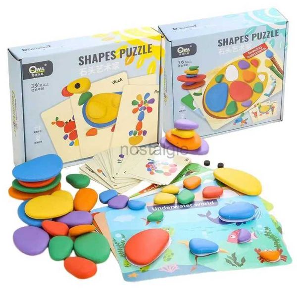 Tri nidification jouets empilables arc-en-ciel Montessori ensemble de galets pierre progressive bricolage éducation jouets pour enfants apprentissage des activités mathématiques précoces 24323