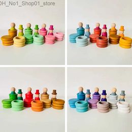 Tri Nesting Stacking Toys Saison Figure Set Printemps Été Automne Hiver Enfants Rainbow Peg Poupées Faire semblant de jouer Couleur Bébé Montessori Jouets éducatifs Q231218