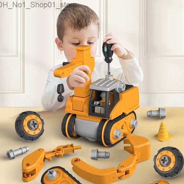 Tri des jouets empilables de nidification démonter le véhicule d'ingénierie avec tournevis perceuse électrique bricolage camion de construction jouets pelle pour enfants enfants cadeau Q231218