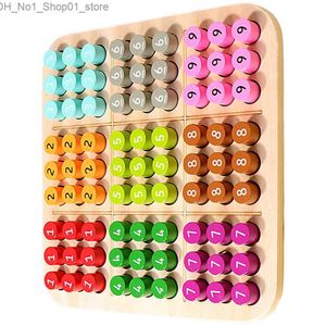 Tri de nidification empiling toys jouets wood sudoku jeu de société gibier fournit jiugongge en bois pEg enfants jeu Q231218