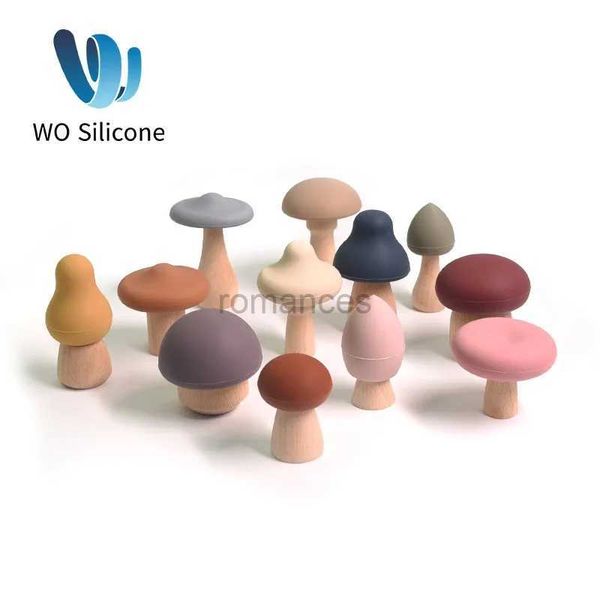 Tri nidification empilage jouets WOLIFE 12 blocs de construction de champignons dents en Silicone jouets pour bébé en bois de qualité alimentaire jeu d'équilibre éducatif 24323