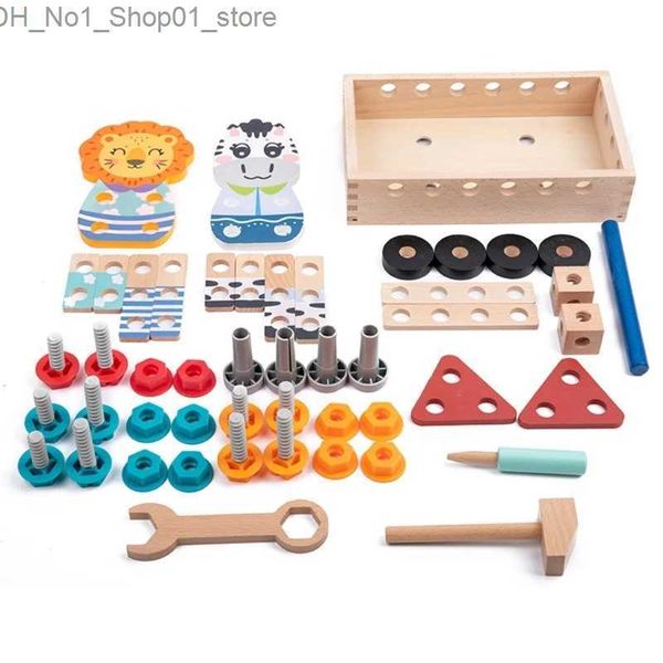 Tri des jouets empilables de nidification Ensemble de bois et de boulons Bloc de construction Modèle de jouet de voyage Assembler des kits d'outils pour les enfants de 3 ans et plus Q231218