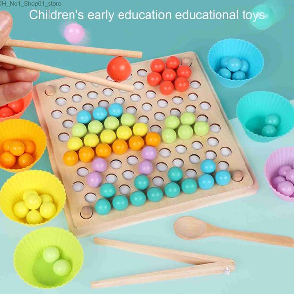 Tri nidification empilage jouets perles en bois jeu Montessori éducatif début apprendre enfants Clip balle Puzzle préscolaire enfant en bas âge jouets enfants pour cadeaux Q231218