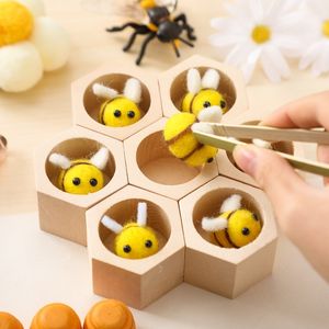 Sorteren Nestelen Stapelen Speelgoed Houten Montessori Baby Bijenspeelgoed Honingraat Zintuiglijk voor kinderen Educatief Zeshoekige Doos Telpuzzel 230914
