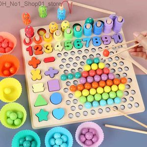 Clasificación Nesting Stacking Toys Wooden Montessori Kids Toys Manos Brain Training Clip Beads Puzzle Board Juego de matemáticas Bebé Q231218