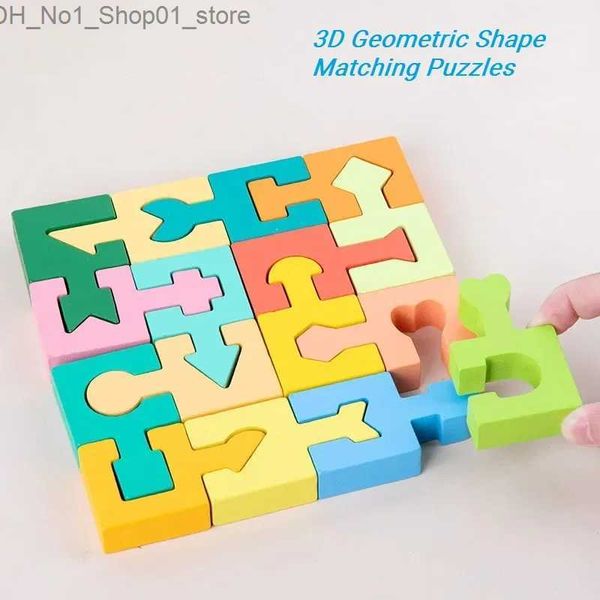 Clasificación Nesting Apilamiento juguetes Patrón de madera Bloques Set Montessori 3D Forma geométrica Juego de rompecabezas Juego Lógica Rompecabezas Rompecabezas de madera Juguetes educativos Q231218