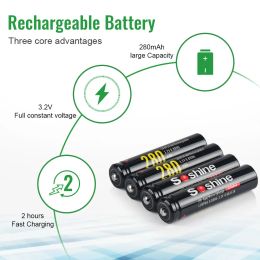 SOSHINE 10440 280mAh Batterie rechargeable 3,2 V AAA LIFEPO4 BATTES 1000 CYCLES POUR